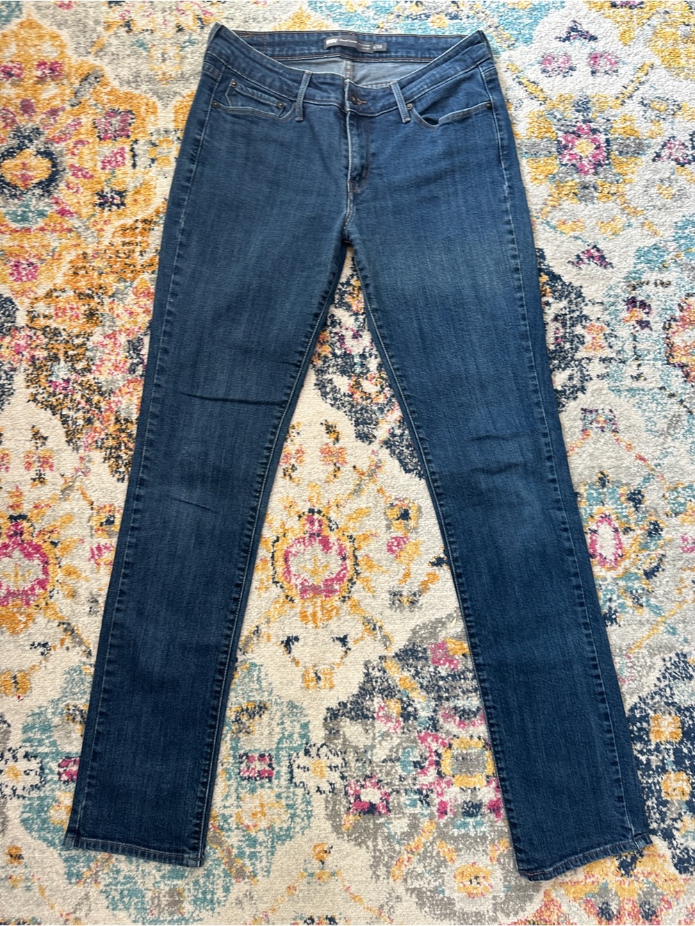 Levi’s Demi Curve Modern Rise Straight Leg Jeans Medium Wash Blue Size 8/29